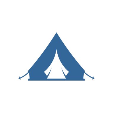 Çadır logosu tasarım vektör şablonu, açık hava logo tasarımı konsepti, simge sembolü