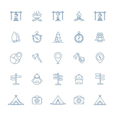 Açık hava logo tasarım vektör şablonu, seyahat logosu tasarım konsepti, simge simgesi kümesi