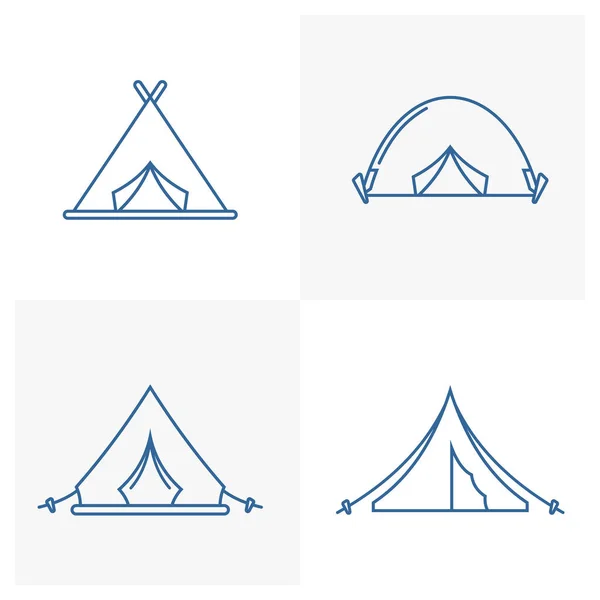 Набор Векторных Шаблонов Логотипа Палатки Концепция Внешнего Логотипа Символ Иконы — стоковый вектор