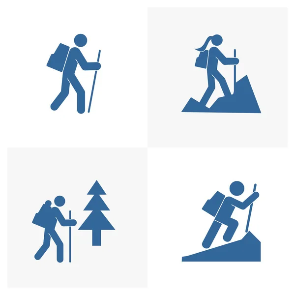 Set Von Climber Logo Design Vektorvorlage Reise Logo Designkonzept Symbolsymbol — Stockvektor