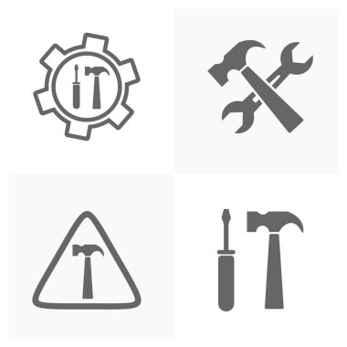 Teknik simge vektörü kümesi, Mühendislik basit simge şablonu, Yaratıcı Ayar simgesi tasarımı, İllüstrasyon