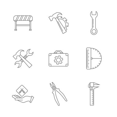 Teknik simge vektörü kümesi, Mühendislik basit simge şablonu, Yaratıcı Ayar simgesi tasarımı, İllüstrasyon