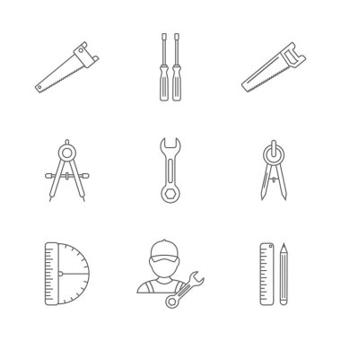 Teknik simge vektörü kümesi, Mühendislik basit simge şablonu, Yaratıcı Ayar simgesi tasarımı, İllüstrasyon
