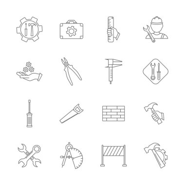 Teknik simge vektörü kümesi, Mühendislik basit simge şablonu, Yaratıcı Ayar simgesi tasarımı, İllüstrasyon