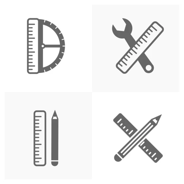 Set Ruler Eszközök Ikon Vektor Mérnöki Egyszerű Ikon Sablon Illusztráció — Stock Vector