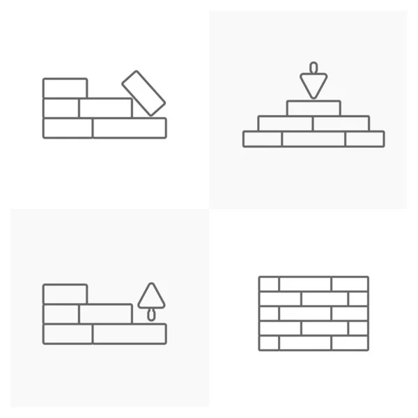 Набор Вектора Значков Кирпича Простой Шаблон Значка Конструкции Иллюстрация — стоковый вектор