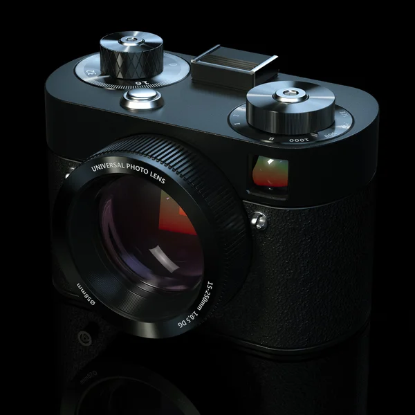 Εκλεκτής ποιότητας φωτογραφική μηχανή σε μαύρο στούντιο — Φωτογραφία Αρχείου