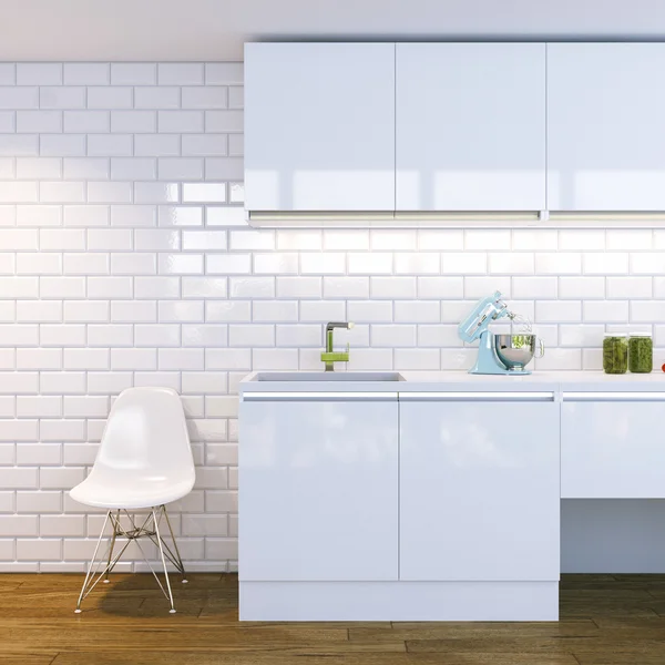 Interior da cozinha branca moderna — Fotografia de Stock