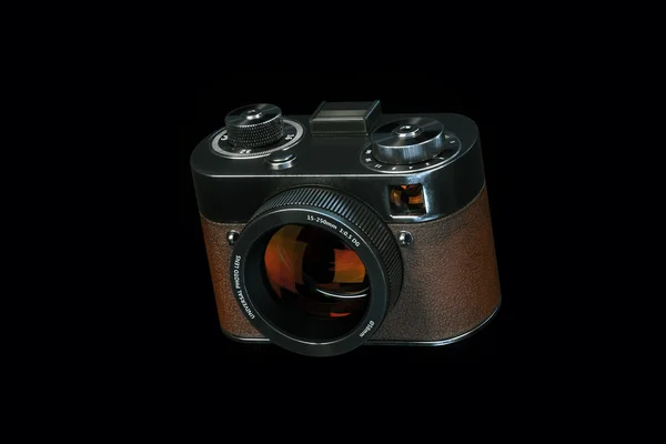 Câmera digital estilo retro isolado no fundo preto direito vi — Fotografia de Stock