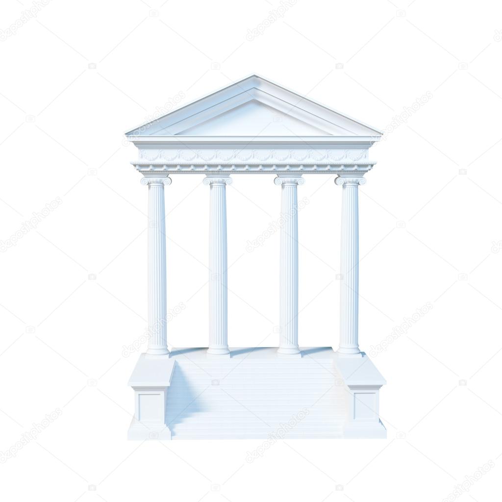 Architecture greek building isolated on white background. 3d ren