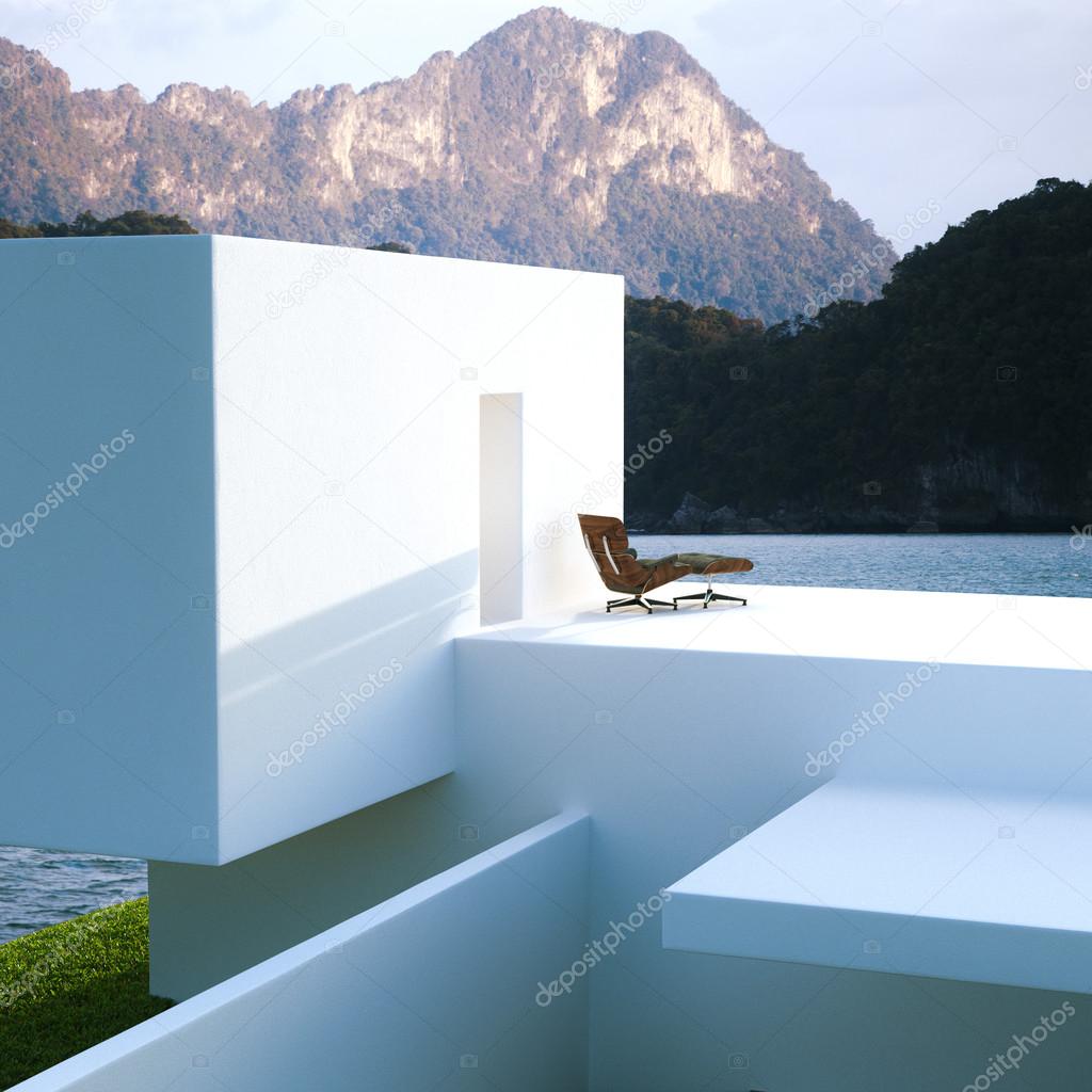 External view of a modern house contemporary villa on mountain