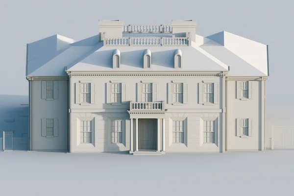 Classic mansion house. Computer visualization in grey colors. 3d — Stock Photo, Image