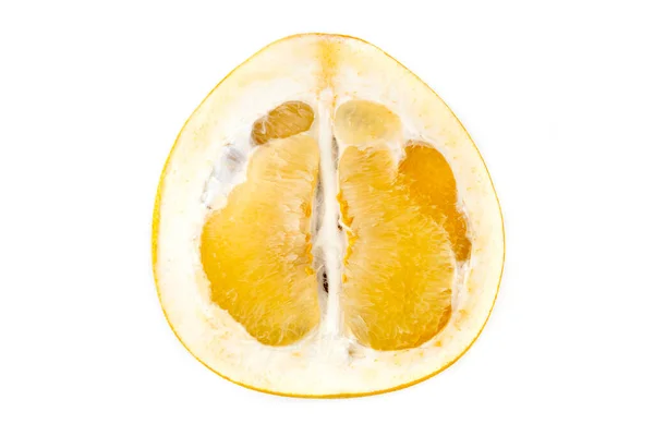 Κοπή Pomelo Citrus Maxima Citrus Grandis Λευκό Φόντο — Φωτογραφία Αρχείου