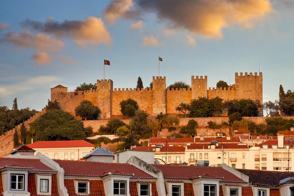 Vista Castelo São Jorge Pôr Sol Lisboa Portugal — Fotografia de Stock