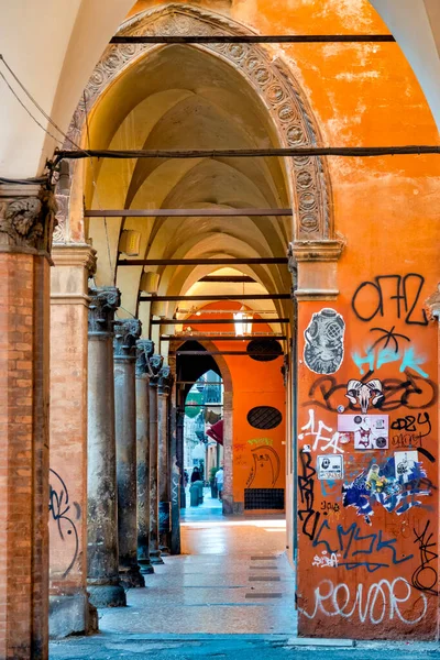 Porticoes Oberdan Bologna Italy — Stock Photo, Image