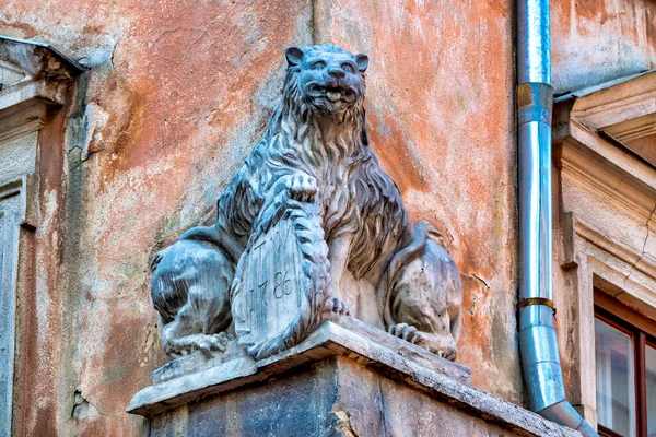 Escultura Doble Cara León Centro Histórico Lviv Ucrania — Foto de Stock