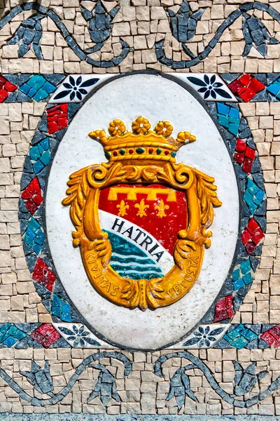 Mosaico Withe Brasão Armas Cidade Atri Itália — Fotografia de Stock