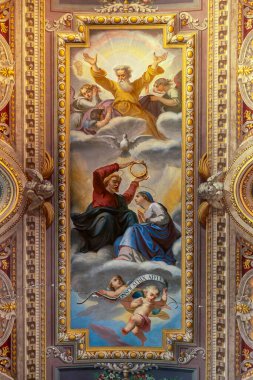 Santa Maria del Suffragio, Roma, İtalya 'da Bakire Taç Giyme Töreni' nin Tavanı