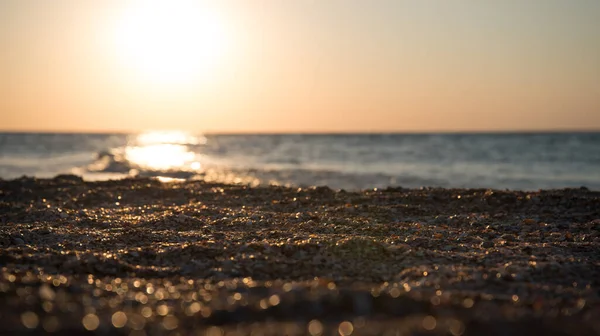 Foto Tranquilla Tramonto Sul Mare Sole Rosso Tramonta Nel Mare — Foto Stock