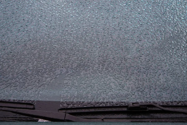 Aracın Camında Buz Var Donmuş Yağmur Doğal Bir Fenomen Soğuk — Stok fotoğraf