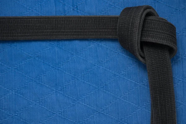 View Top Kimono Judo Classes Black Belt Kimono Blue Background — Stock Photo, Image