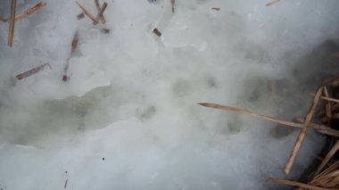 Bahar eriyen kar. Erimiş kar bir dere oluşturur. İlkbaharın gelişi, yakın bir akarsu. Erimiş su