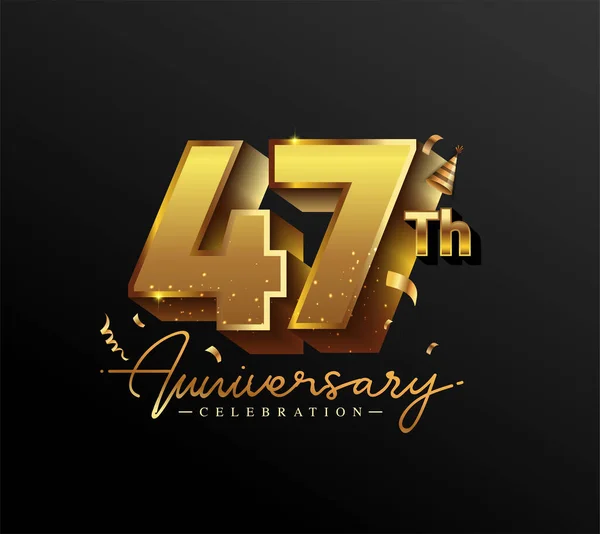 Logotipo Del 47º Aniversario Con Confetti Oro Aislado Sobre Fondo — Archivo Imágenes Vectoriales