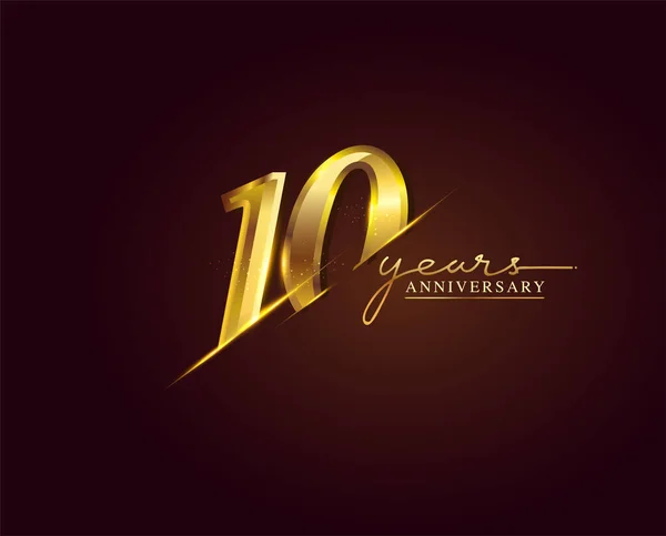 Anos Anniversary Logo Dourado Colorido Isolado Fundo Elegante Design Vetorial — Vetor de Stock