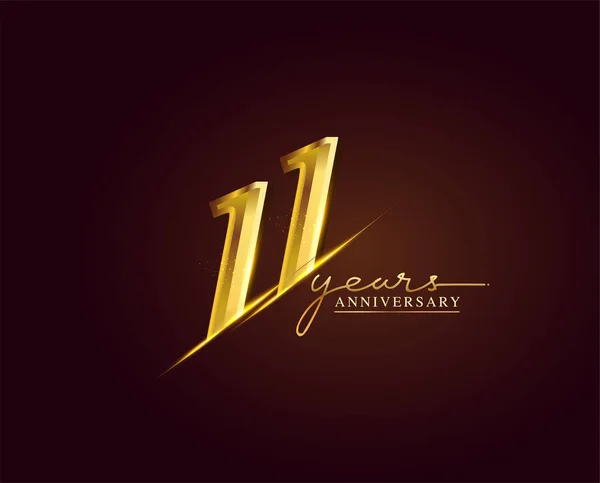 Let Výročí Logo Golden Colored Izolované Elegantním Pozadí Vektorový Design — Stockový vektor