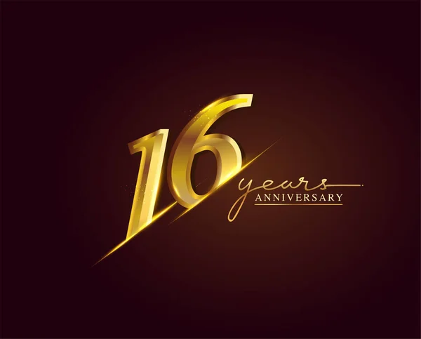 Logo Anniversario Anni Colore Dorato Isolato Sfondo Elegante Disegno Vettoriale — Vettoriale Stock