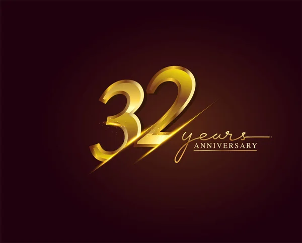 Logo Anniversario Anni Colore Dorato Isolato Sfondo Elegante Disegno Vettoriale — Vettoriale Stock