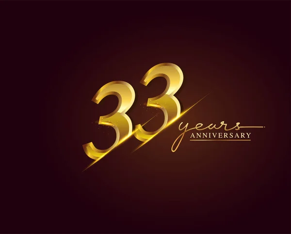 Years Anniversary Logo Golden Colored Isoliert Auf Elegantem Hintergrund Vektordesign — Stockvektor