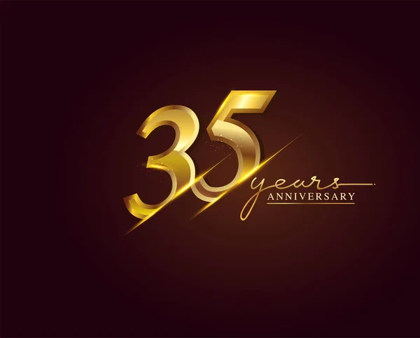 Årsdagen Logotyp Golden Colored Isolerad Elegant Bakgrund Vektor Design För — Stock vektor