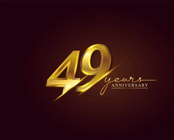 Seçkin Arkaplanda Yıl Yıldönümü Logosu Altın Renkli Tebrik Kartı Davetiye — Stok Vektör