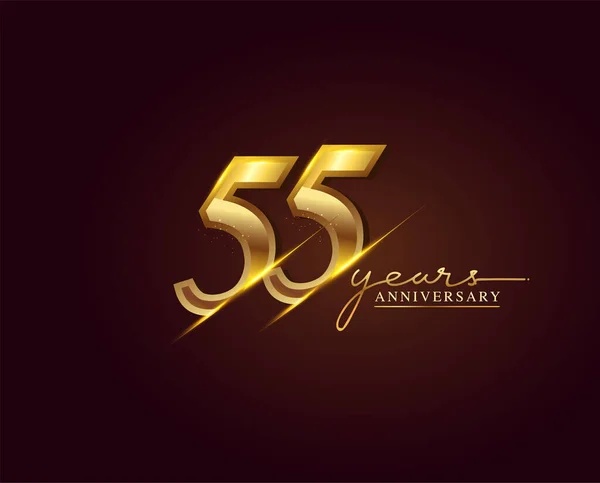 55周年記念ロゴゴールデンエレガントな背景に隔離された色 グリーティングカードと招待カードのためのベクトルデザイン — ストックベクタ