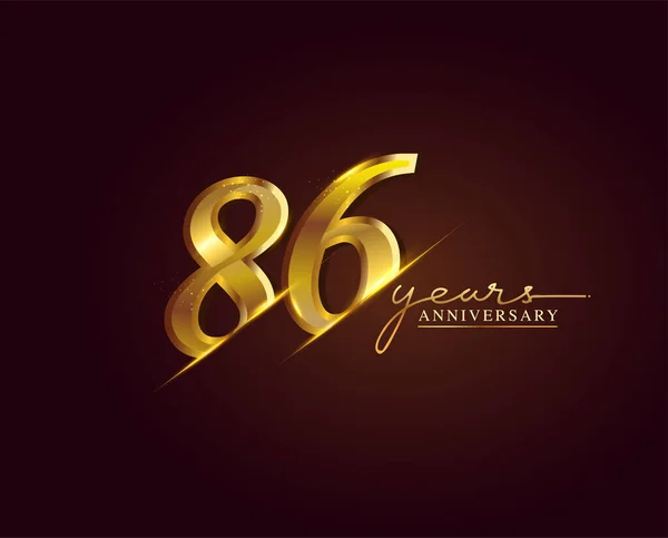 86周年記念ロゴゴールデンエレガントな背景に隔離された色 グリーティングカードと招待カードのためのベクトルデザイン — ストックベクタ
