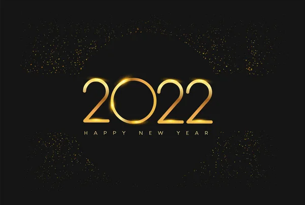 Feliz Año Nuevo 2022 Con Brillo Aislado Sobre Fondo Negro — Vector de stock