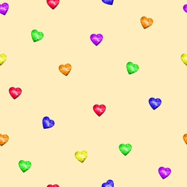 Lgbt Pride Day Vector Seamless Pattern Heart Low Poly Style — Stock Vector