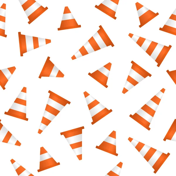 Vector Seamless Pattern Types Traffic Cones Different Sizes Purposes Orange — Stock Vector