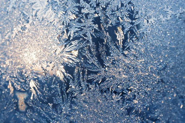 Beautiful Frozen Patterns Glass Macro Photo Concept Winter Beauty Nature — ภาพถ่ายสต็อก