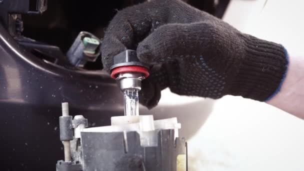 Remplacement Ampoule Halogène Dans Feu Brouillard Voiture Concept Réparation Automobile — Video
