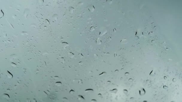 Gotas Lluvia Parabrisas Del Coche Concepto Tiempo Lluvioso Espacio Para — Vídeo de stock