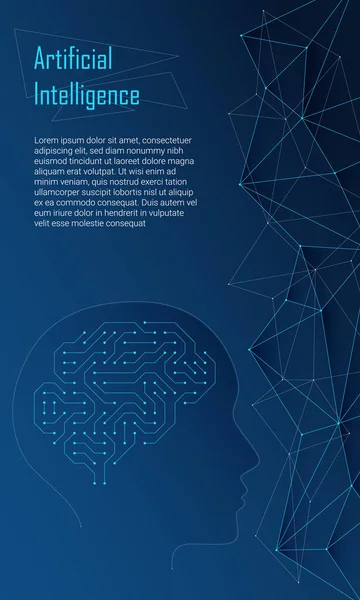 Vektorillustration Hjärna Form Datormikrokrets Begreppet Artificiell Intelligens Framtidens Högteknologi Design — Stock vektor