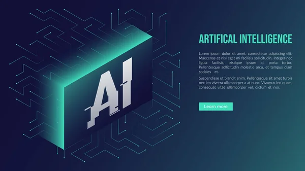 Begreppet Artificiell Intelligens Framtidens Högteknologi Vektorillustration Med Abstrakta Element Design — Stock vektor