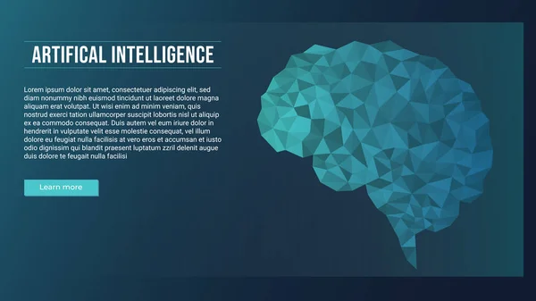 Τεχνητή Νοημοσύνη Έννοια Σύγχρονες Τεχνολογίες Εικονογράφηση Εγκεφάλου Χαμηλό Πολυ Στυλ — Διανυσματικό Αρχείο