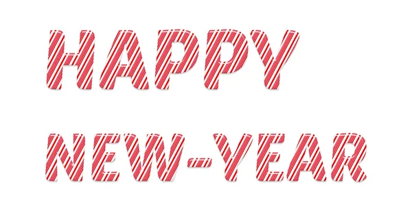 Καραμέλα από ζαχαροκάλαμο κόκκινο και άσπρο χρώματα Ευτυχισμένο το νέο έτος — Φωτογραφία Αρχείου