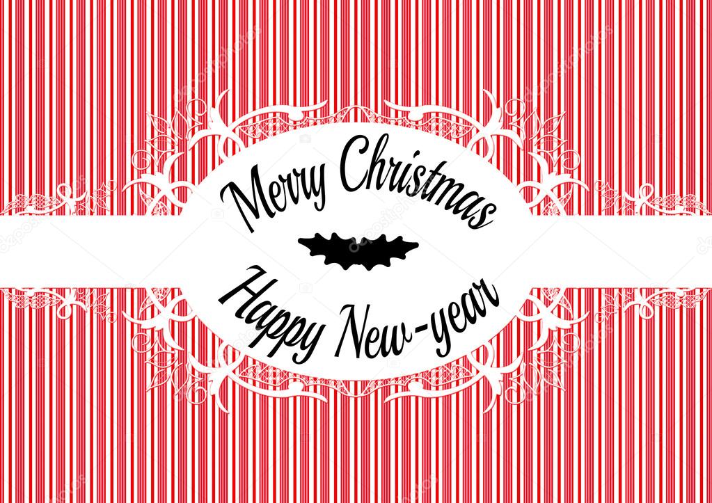 Candy cane label Merry christmas and happy new year