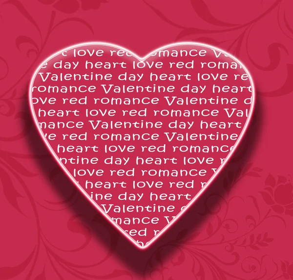 Červená láska srdce pro valentine den typografie — Stock fotografie