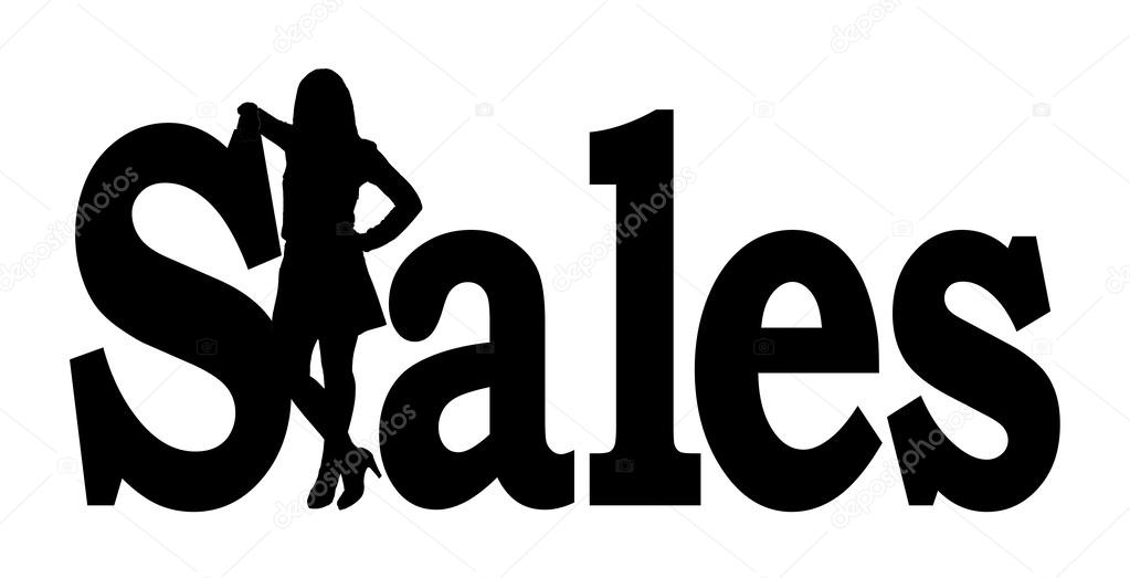Sales lady standing in text black and white
