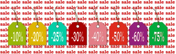 Labels in the new colors for sale bargains and discounts — Stock Photo, Image